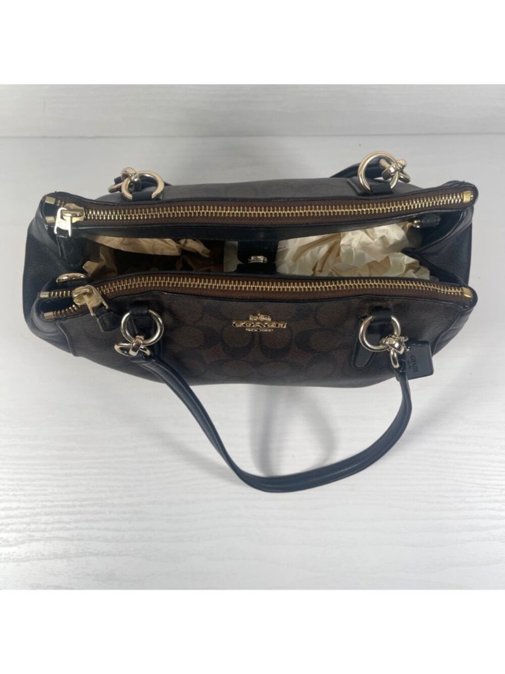Coach Signature Christie Carryall Small w/ Wallet Black Brown PVC F58291 F16107 - Picture 6 of 16